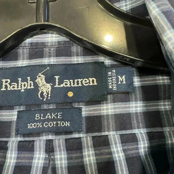 Ralph Lauren “Blake” men’s button down blue plaid shirt size medium - Picture 4 of 7